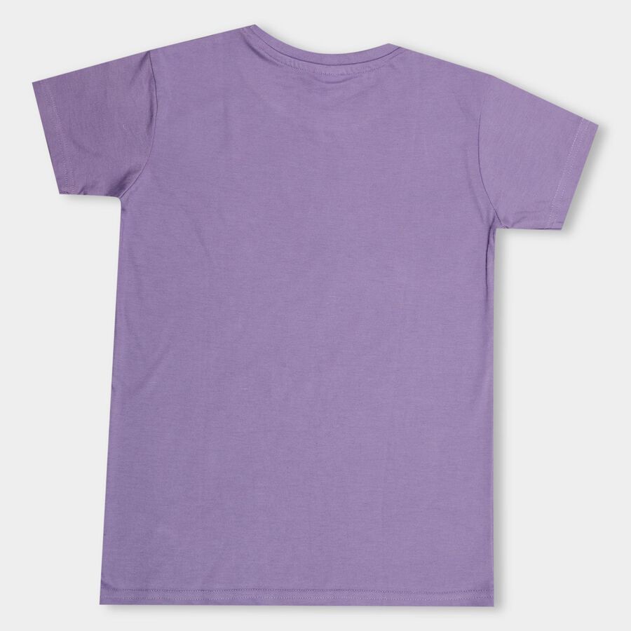 Boys' Light Lavender Purple Round Neck Casual T-Shirt, Lilac, large image number null