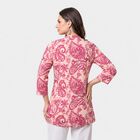 Women's Pink Band Collar Printed Kurti, हल्का गुलाबी, small