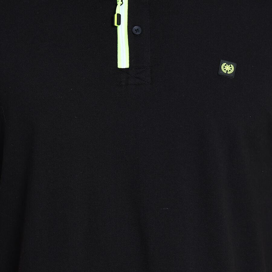 Men's 100% Cotton Collared Half Sleeves T-Shirt , काला, large image number null