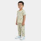 Boys Yellow Cotton Round Neck Graphic Printed Night Suit, पीला, small
