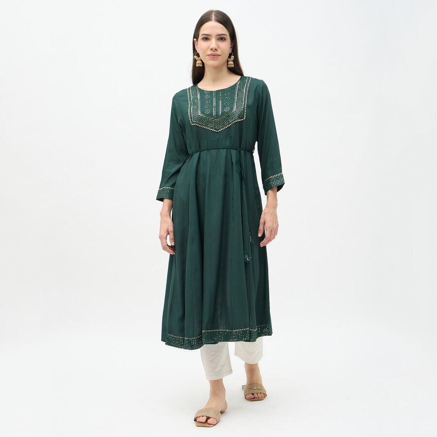 Ladies' Kurta, Dark Green, large image number null