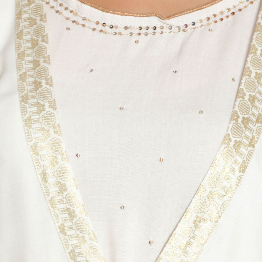 Solid 3/4Th Sleeves Kurta, Off White, large image number null