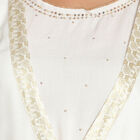 Solid 3/4Th Sleeves Kurta, Off White, small image number null