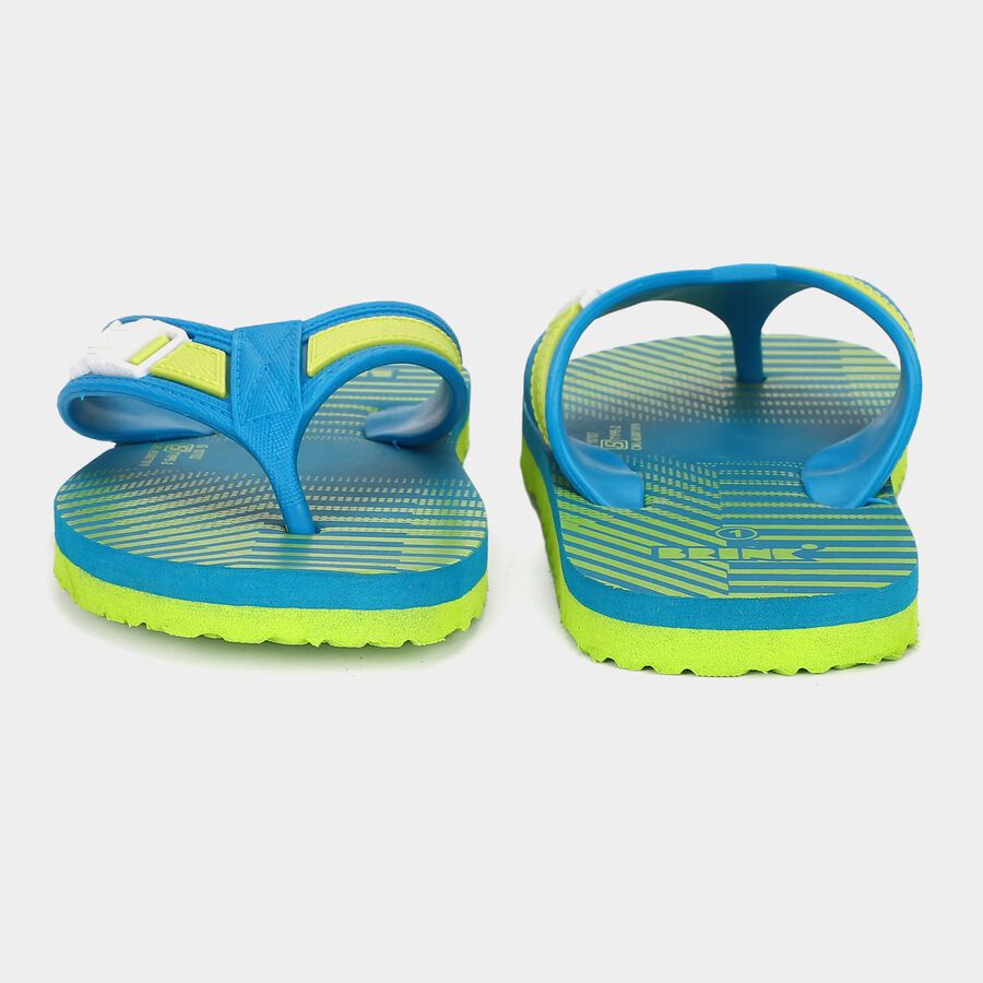 Kids Blue Buckle Strap Flip-Flop Slippers, टील ब्लू, large