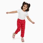 Girls Bright Cherry Red Butterfly Printed Cotton Blend Pyjama, रानी (फ्यूशिया), small image number null