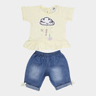 Infants Solid Round Neck Capri Set, Yellow, small image number null
