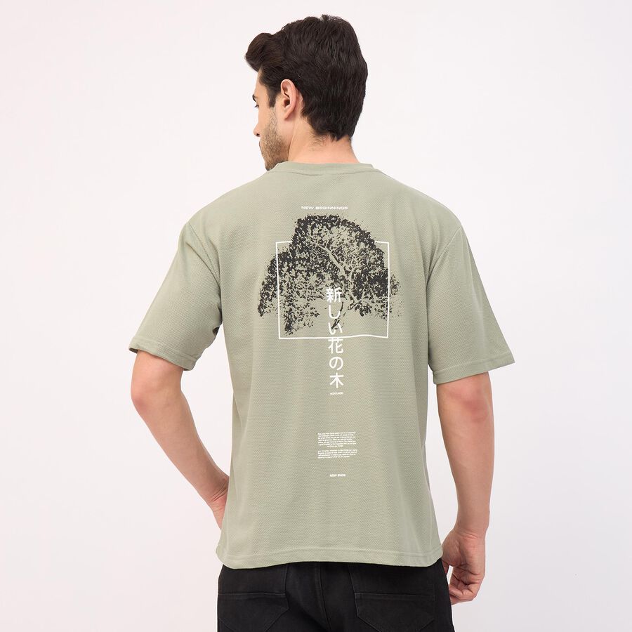 Men's Round Neck Half Sleeves T-Shirt, हल्का हरा, large image number null