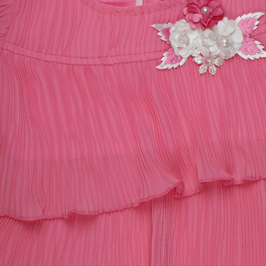 Girls Fuchsia Layered Top and White Capri Set, Fuchsia, large