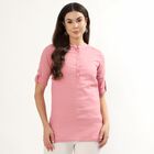 Women's Purple Cotton Round Neck Solid Kurti, Purple, small