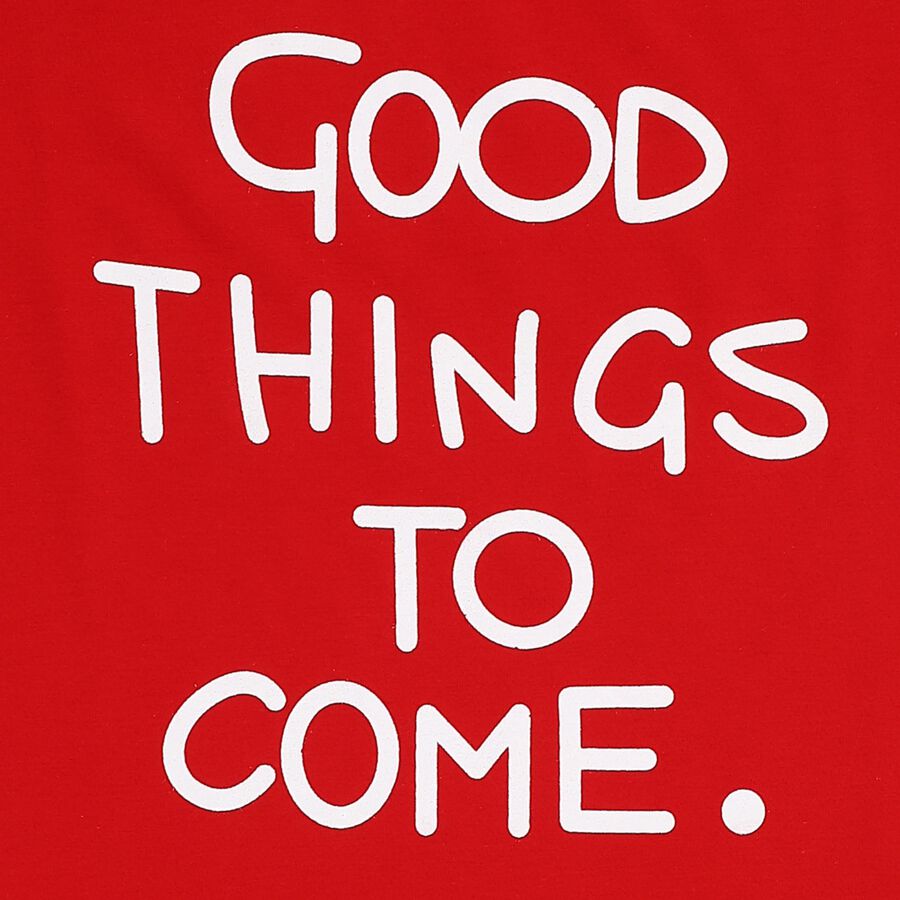 Boys Bright Cherry Red Crew Neck Casual T-Shirt, लाल, large image number null