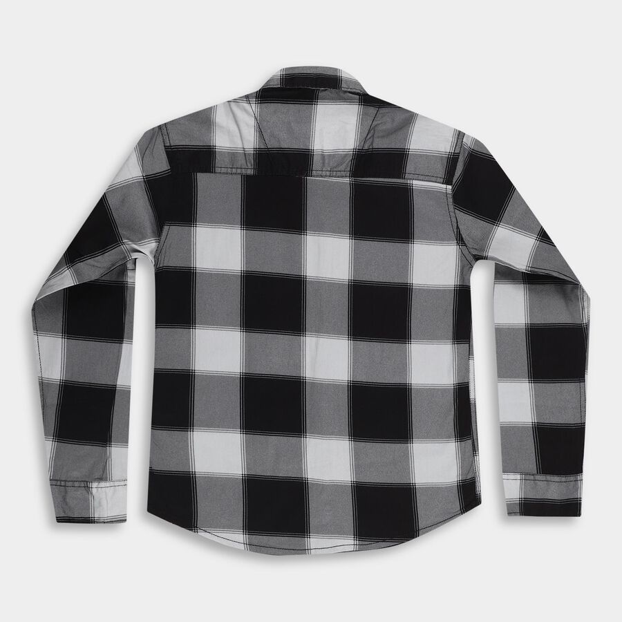 Boys' Dusty Charcoal Black Cotton Classic Casual Shirt, काला, large image number null