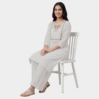 Women's White Cotton Notch Neck Floral Printed Kurta, सफ़ेद, small