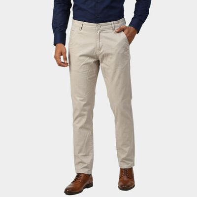 Men's Silver Slim Fit Casual Trousers