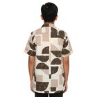 Boys Beige and Brown Cotton Half Sleeve Cuban Collar Casual Shirt, Beige, small image number null