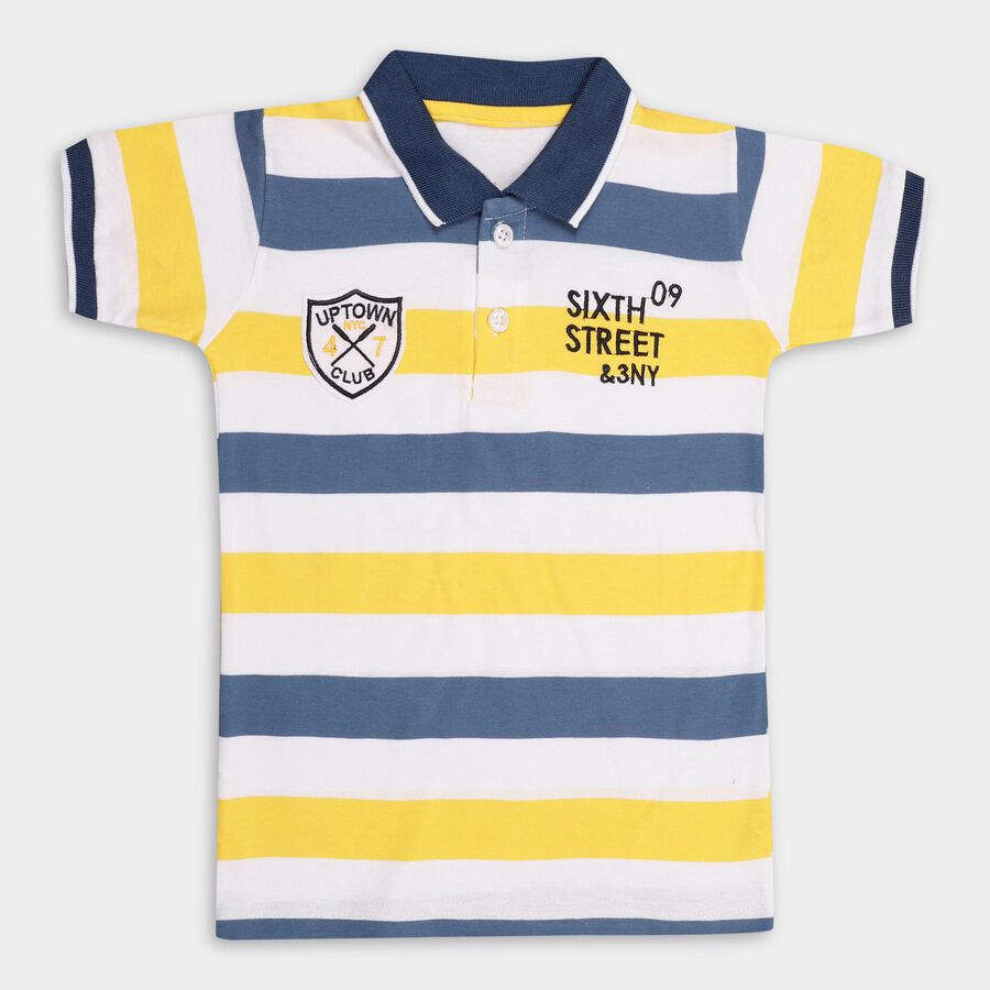 Boys' 100% Cotton Half Sleeves T-Shirt , पीला, large image number null