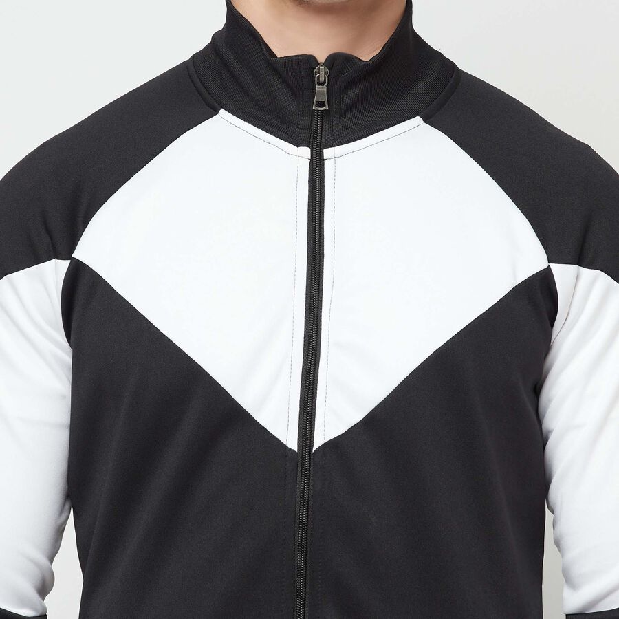 Cut & Sew Regular Collar Jacket, Black, large image number null