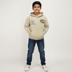 Boys Muted Olive Green Hooded Neck Casual Sweatshirt, ओलिव, small image number null