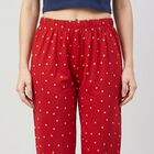 Women's Maroon Straight-Fit Floral Printed Pyjama, मरून, small