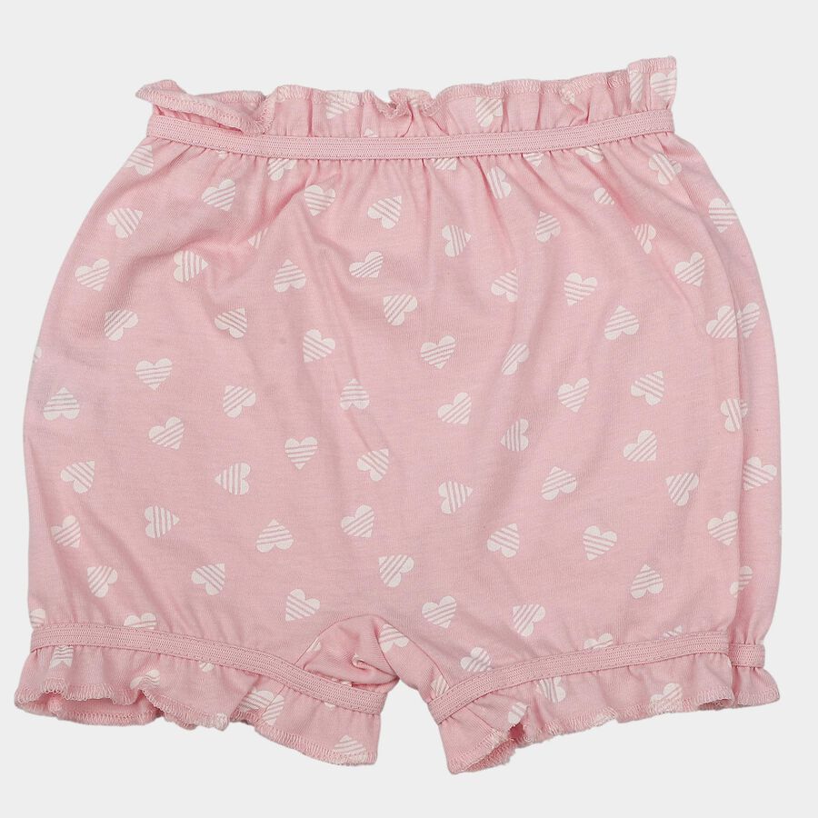 Girls Pink Regular Fit Heart Print Bloomer, हल्का गुलाबी, large