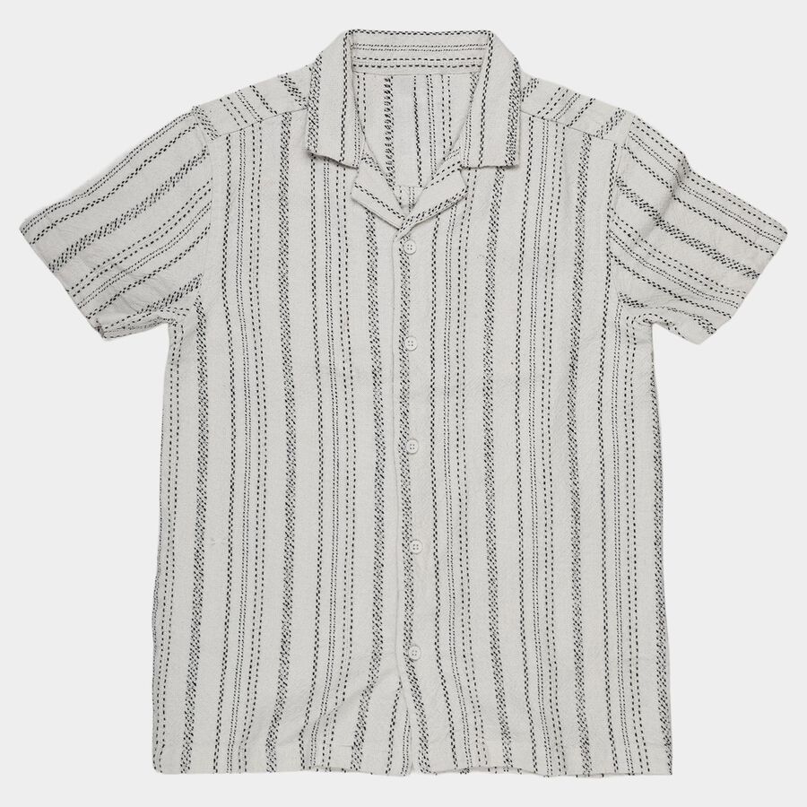 Boys Off-White Cotton Classic Casual Shirt, ऑफ व्हाइट, large