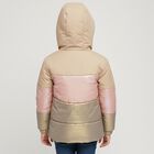 Girls Beige and Pink Hooded Casual Jacket, Beige, small image number null