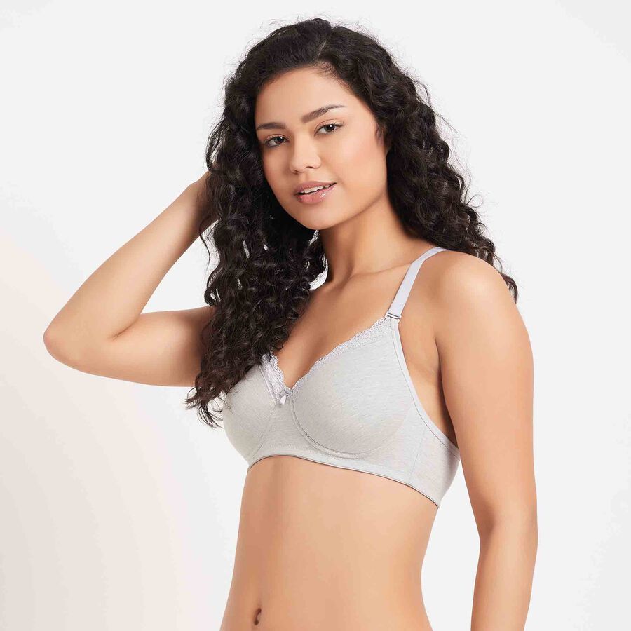Solid Padded Bra, मिश्रित हल्का ग्रे, large image number null