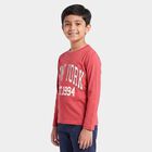 Boys Pink Crew Neck Regular T-Shirt, Pink, small