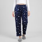 Women's Navy Blue Straight Fit Moon Lounge Pyjama, नेवी ब्लू, small