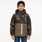 Boys Olive Hooded Camouflage Winter Jacket, Olive, small image number null