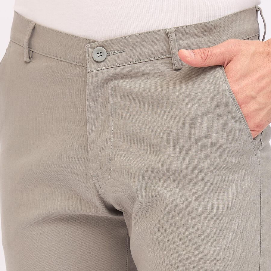 Men's Slim Fit Casual Trousers, Light Grey, large image number null