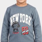 Boys Blue Crew Neck Graphic Print Baba Suit, Mid Blue, small