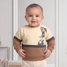 Infants' Beige Cotton Round Neck Pullover Sweatshirt, Beige, small