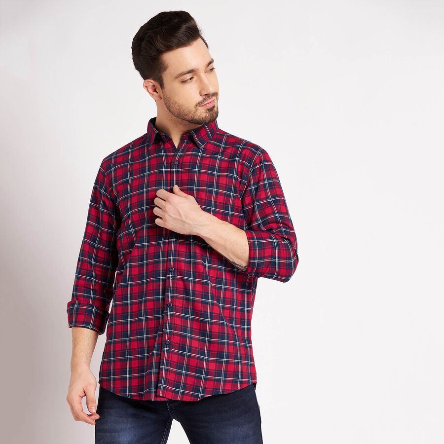 Cotton Checks Casual Shirt, Red, large image number null