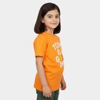 Girls Orange Round Neck Regular T-Shirt, नारंगी, small