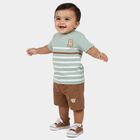 Infants' Light Green Cotton Round Neck Striped Baba Suit, Light Green, small