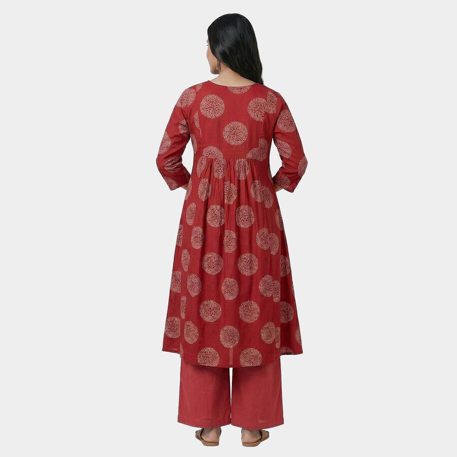 Women's Maroon Round Neck Classic Kurta, Maroon, large