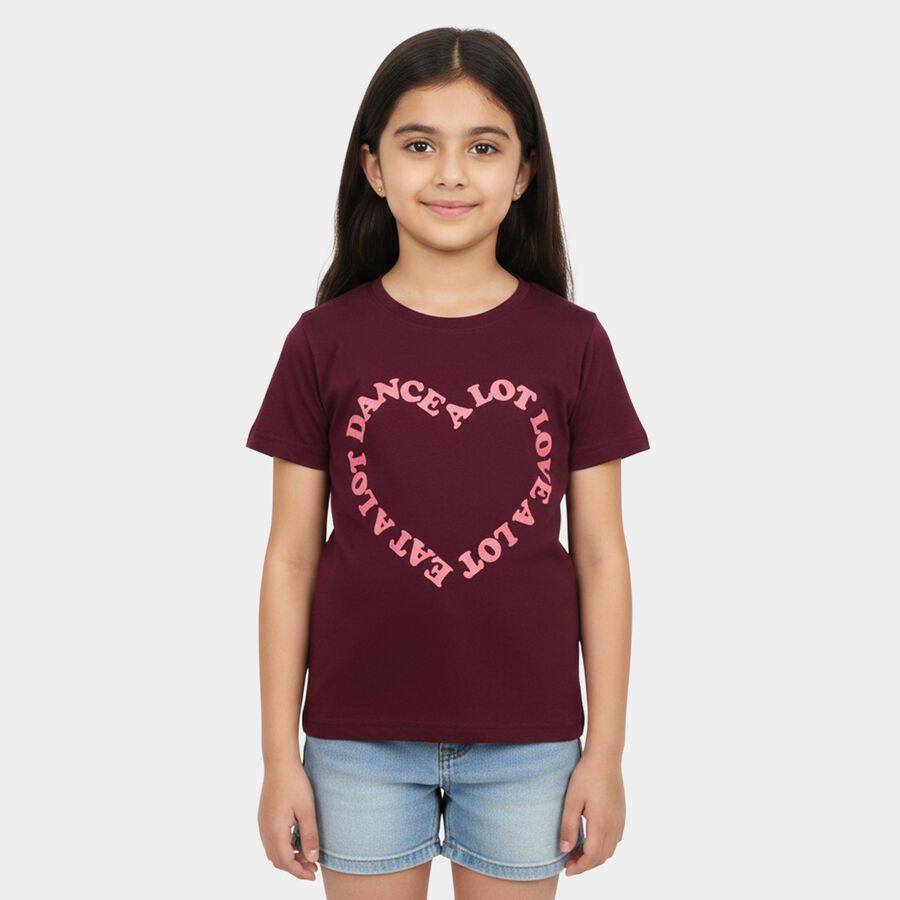 Girls' T-Shirt, वाइन, large