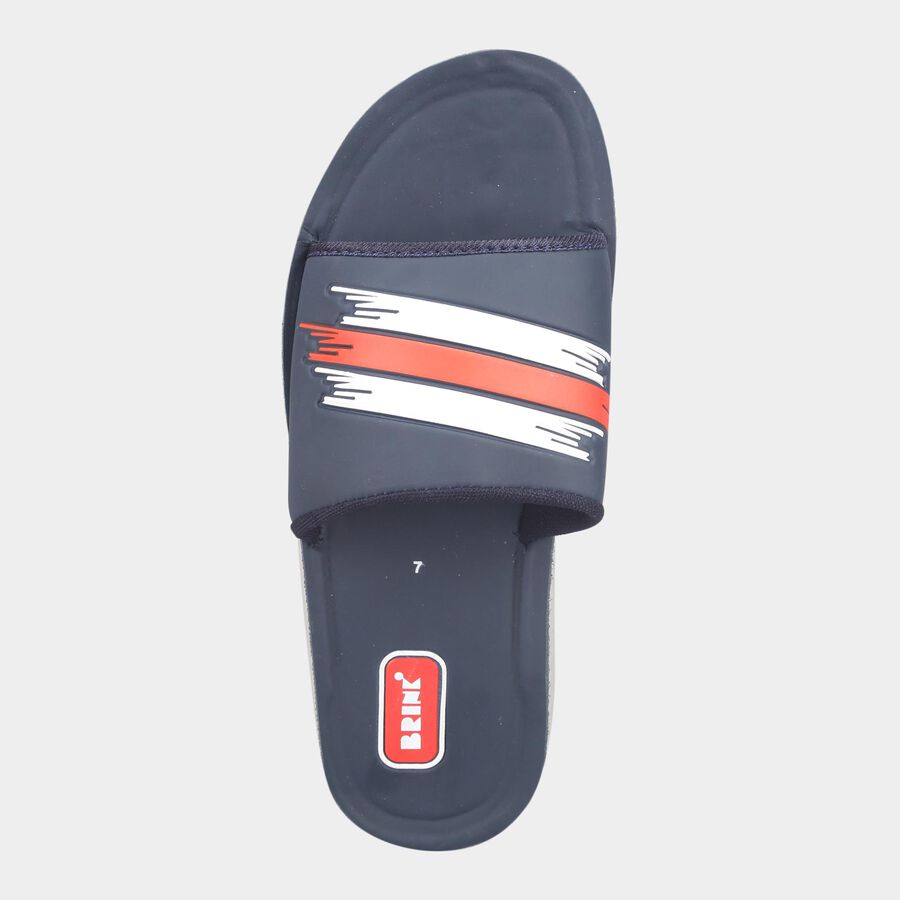 Men Solid Slip-On Casual Sandals, Navy Blue, large image number null