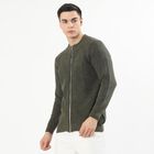 Men's Muted Olive Green Mock Neck Casual Pullover, ओलिव, small image number null