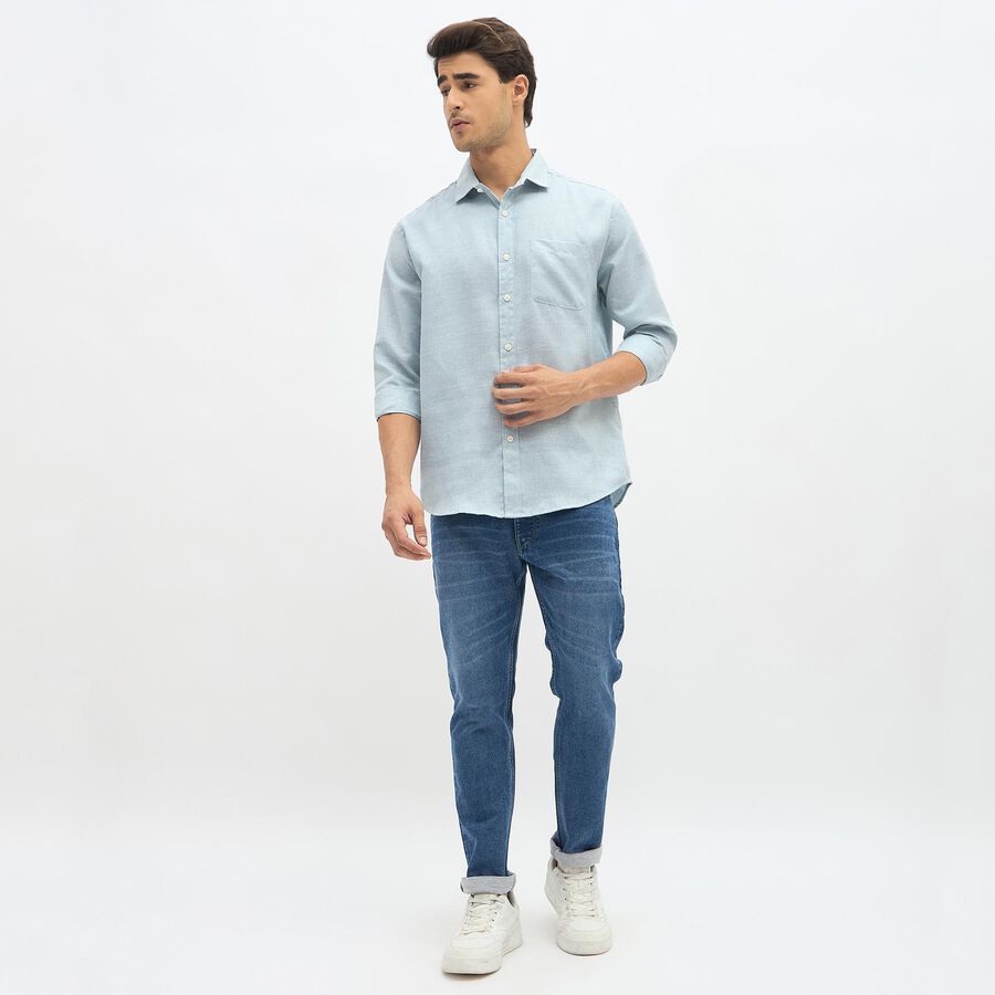 Men's Light Powder Blue Slim Fit Classic Casual Shirt, Aqua, large image number null