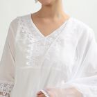 Women's White Cotton Embroidered Ethnic Set, Off White, small image number null