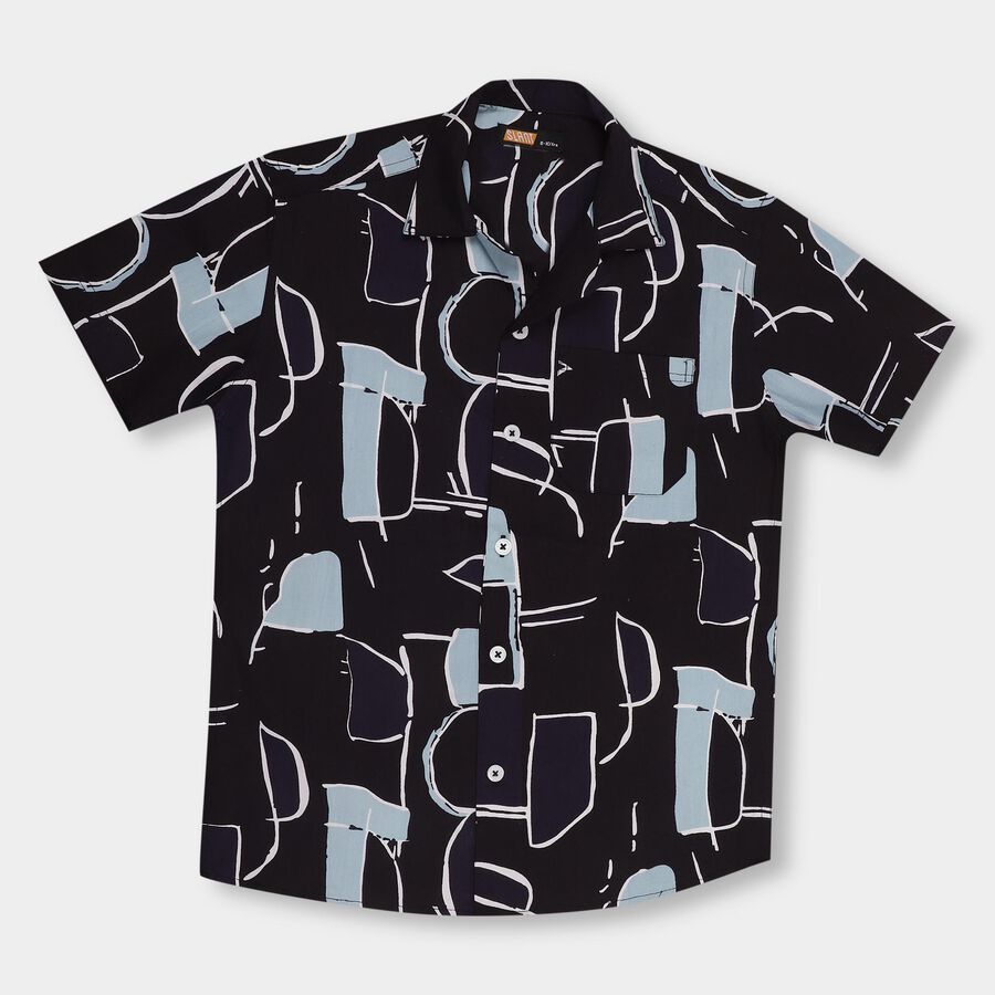 Boys' 100% Cotton Casual Shirt, नेवी ब्लू, large image number null