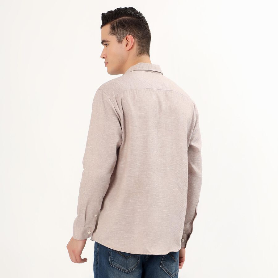 Men's Muted Brown Classic Casual Shirt, भूरा, large