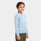 Girls Light Blue Crew Neck Printed Pullover, हल्का नीला, small