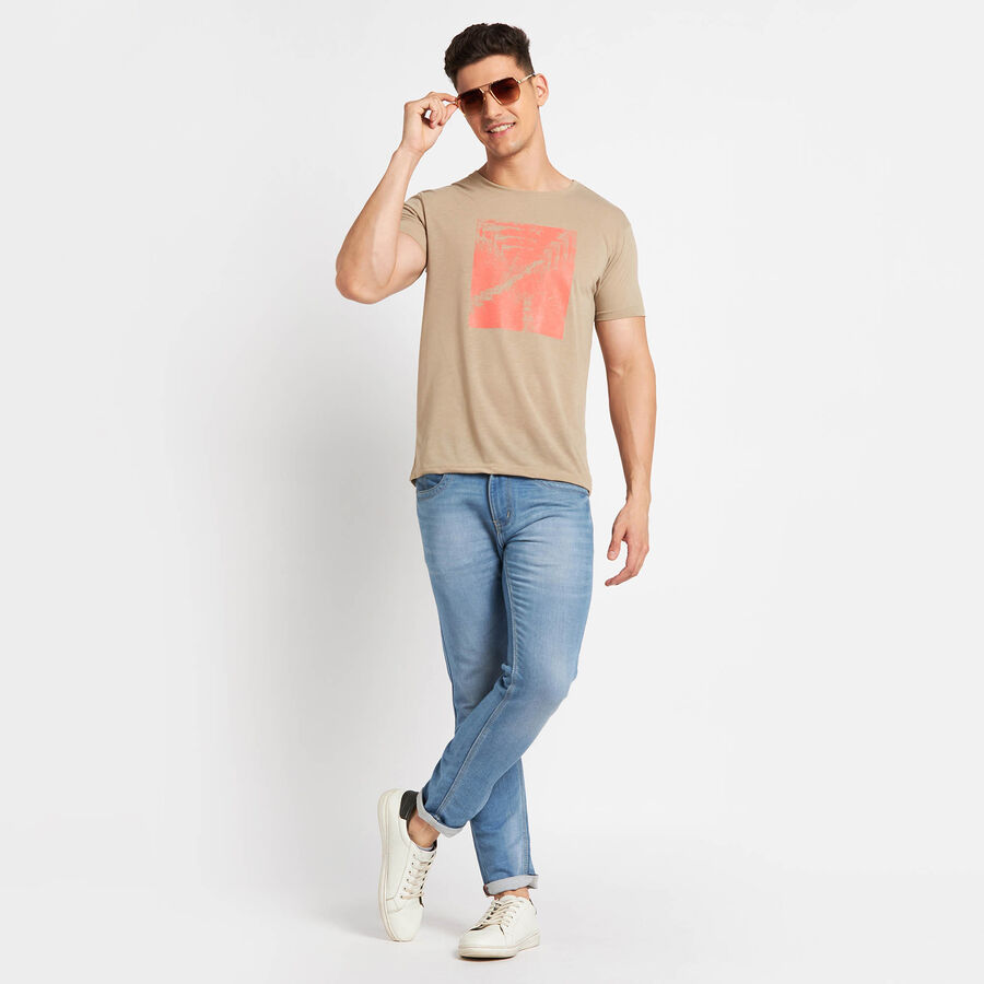 Round Neck T- Shirt, Beige, large image number null