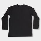 Boys Jet Black Round Neck Casual T-Shirt, काला, small image number null