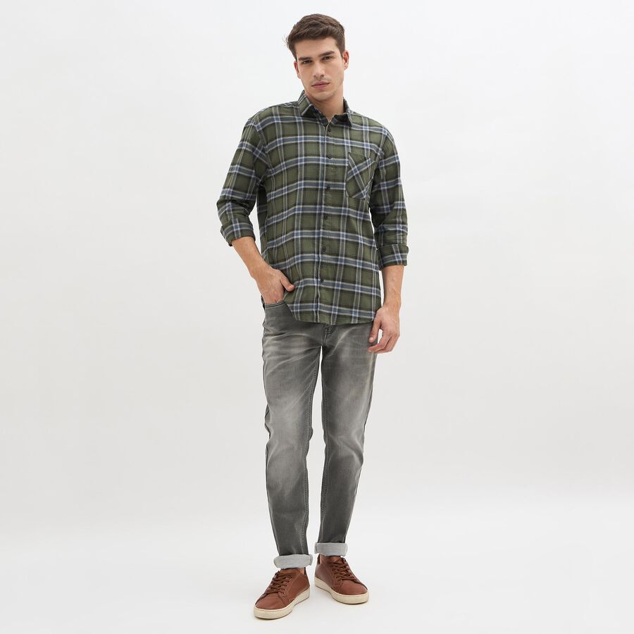 Men's 100% Cotton Casual Shirt, ओलिव, large image number null