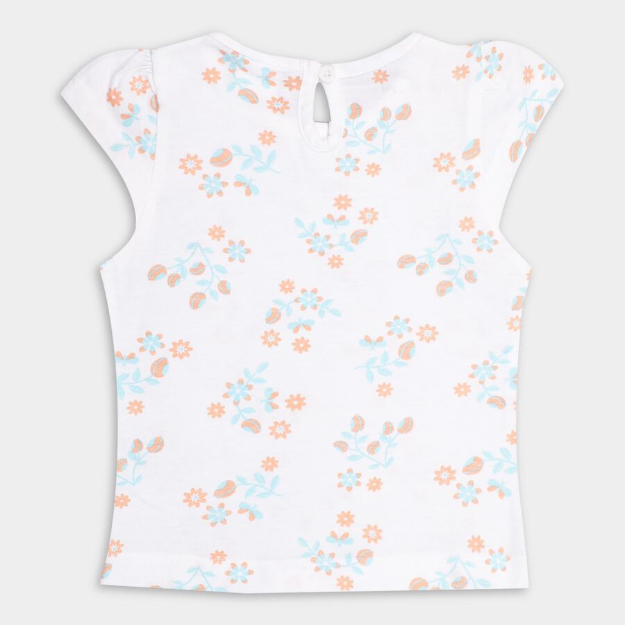 Infant Light Aqua and White Cotton Round Neck T-Shirt, Aqua, large image number null