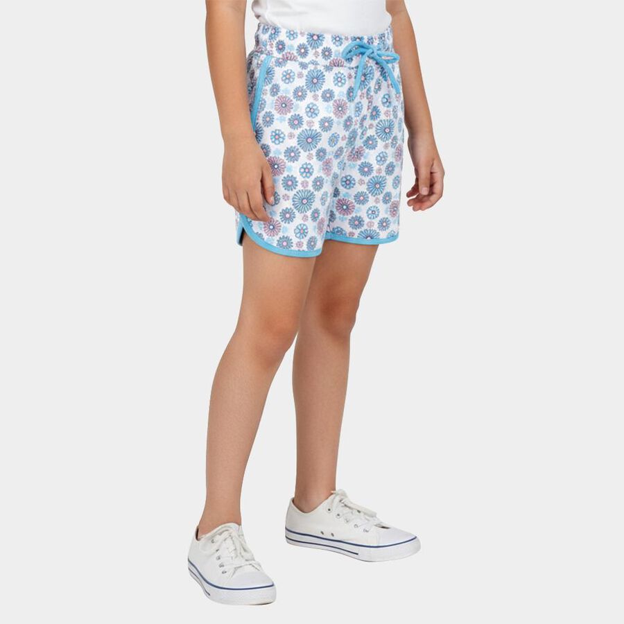 Girls Aqua Regular Fit Sporty Dolphin Hem Shorts, एक्वा, large