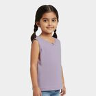 Girls' Lilac Cotton Round Neck Casual Vest, Lilac, small